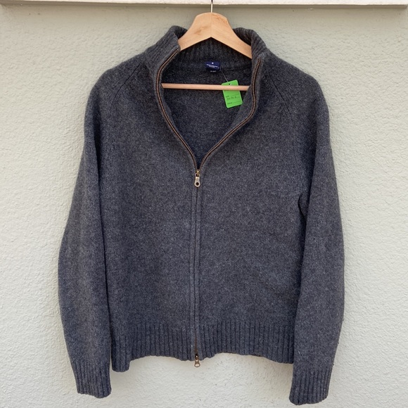 Gap lambs wool zip-up dark grey sweater- Men’s M - Picture 1 of 13